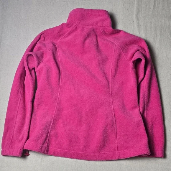 Columbia Fleece Jacket Women's L Pink Zip-Up Winter Warm Embroidered Logo Cozy - Picture 2 of 9
